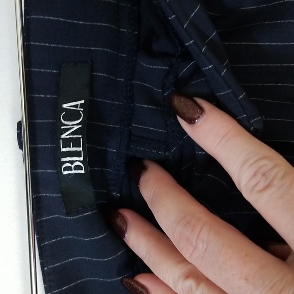 Navy Pinstripe Cargo Pocket Soft Trousers - Picture 9 of 10